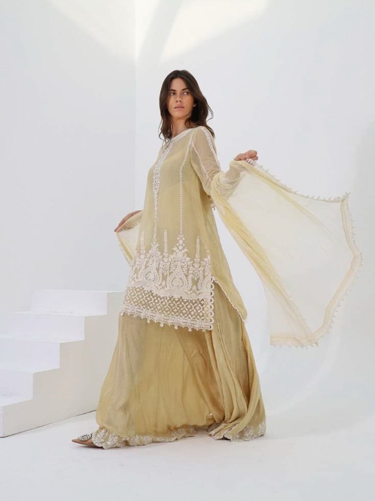 LYLA Unstitched Luxury Embroidered Cotton Net 3Pc Suit D-03