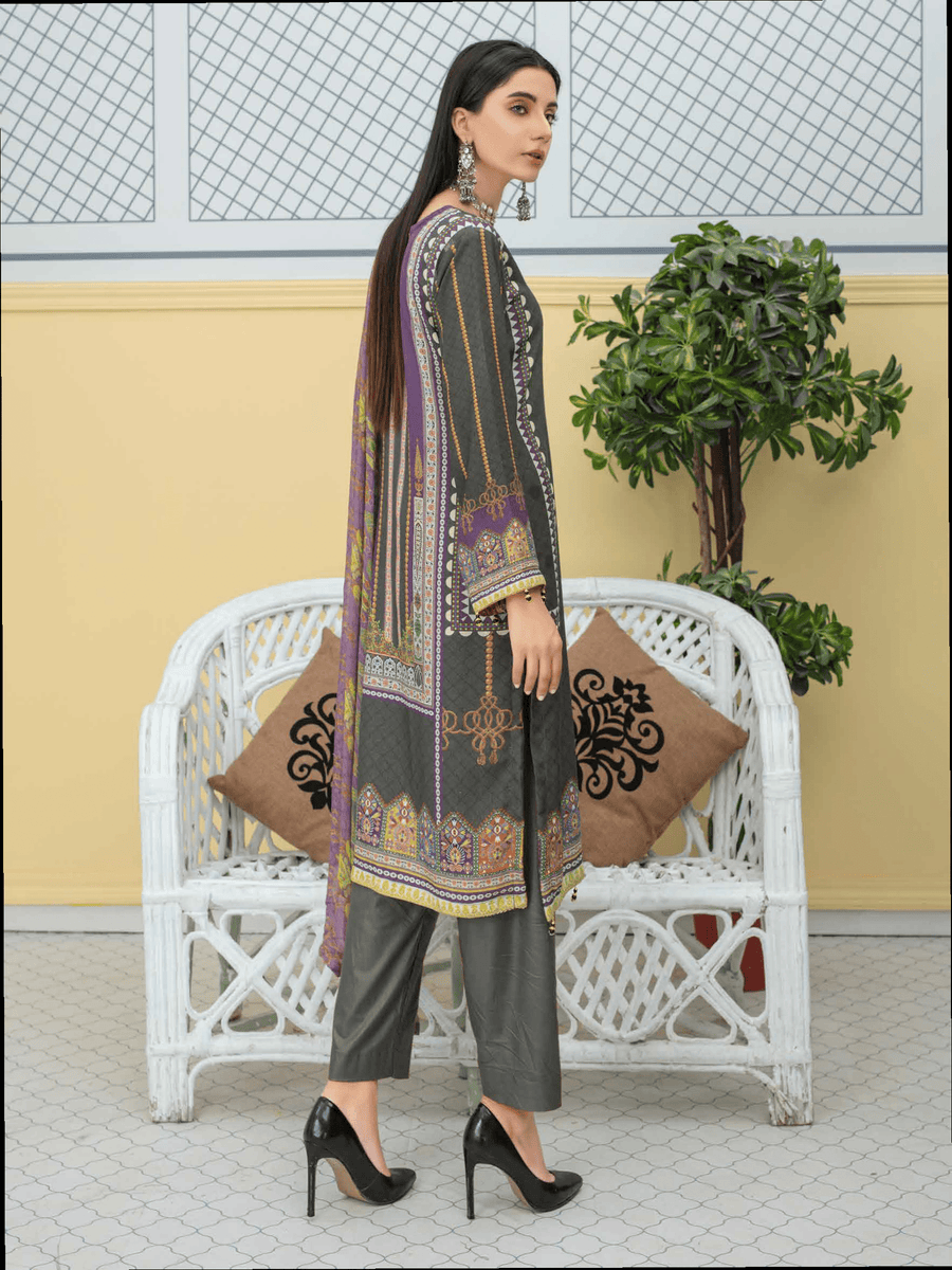 Fiza Noor Eshal Embroidered Karandi Unstitched 3Pc Suit D-04