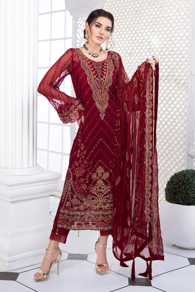 Meeral Ashna Luxury Chiffon Unstitched 3 Piece Suit 04- ELAHEH