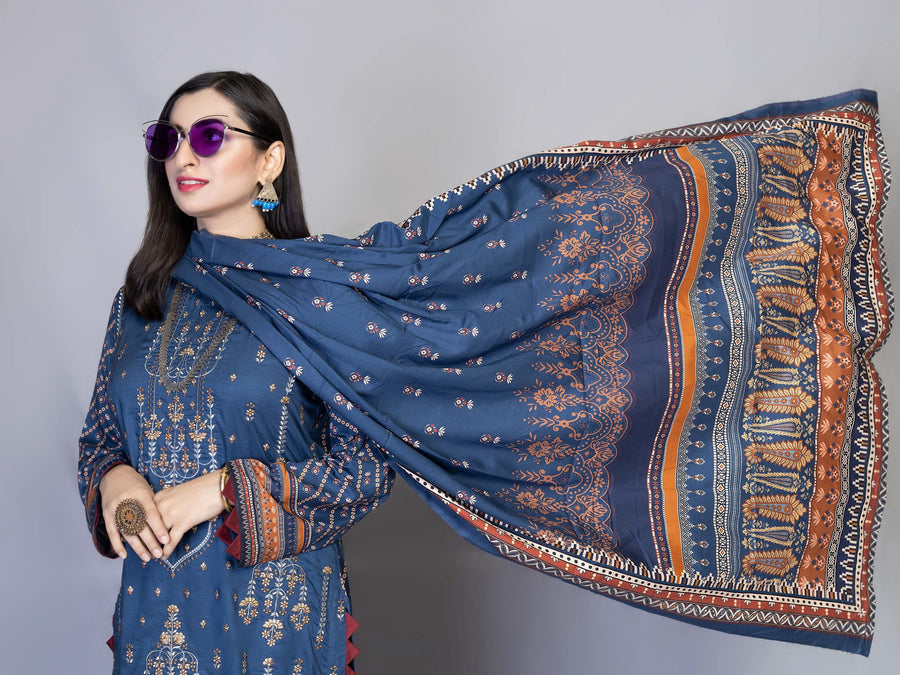 Florence Vol 05 Embroidered Staple Linen Unstitched 3Pc Suit D-04