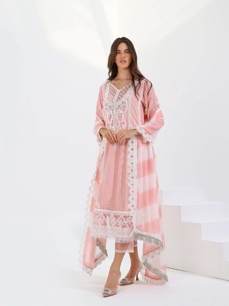 LYLA Unstitched Luxury Embroidered Cotton Net 3Pc Suit D-04