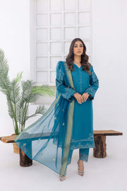 Nuriyaa Spring Summer Embroidered Lawn Pret 3 Piece Suit - Mavi