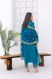 Nuriyaa Spring Summer Embroidered Lawn Pret 3 Piece Suit - Mavi
