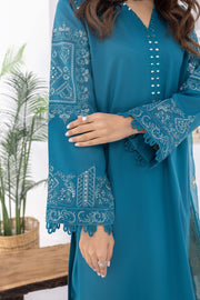 Nuriyaa Spring Summer Embroidered Lawn Pret 3 Piece Suit - Mavi