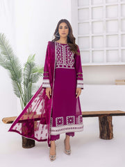 Nuriyaa Spring Summer Embroidered Lawn Pret 3 Piece Suit - Scarlet
