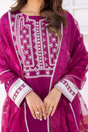 Nuriyaa Spring Summer Embroidered Lawn Pret 3 Piece Suit - Scarlet