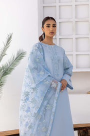 Nuriyaa Spring Summer Embroidered Lawn Pret 3 Piece Suit - Aqua