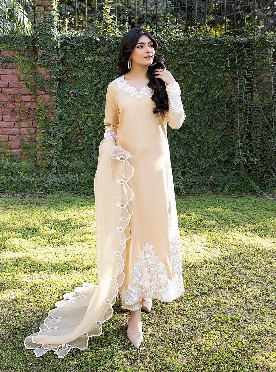 Nuriyaa Winter Pret Embroidered Linen 3 Piece Suit - Gohar-e-Nayaab