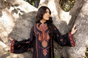 Nuriyaa Winter Pret Embroidered Shamose Silk 2 Piece Suit - Rani