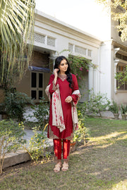 Nuriyaa Winter Pret Embroidered Linen 2 Piece Suit - Melica