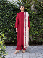 Nuriyaa Winter Pret Embroidered Linen 2 Piece Suit - Rosa