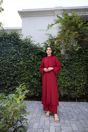 Nuriyaa Winter Pret Embroidered Linen 2 Piece Suit - Rosa