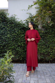 Nuriyaa Winter Pret Embroidered Linen 2 Piece Suit - Rosa