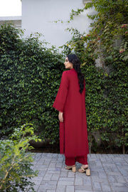 Nuriyaa Winter Pret Embroidered Linen 2 Piece Suit - Rosa