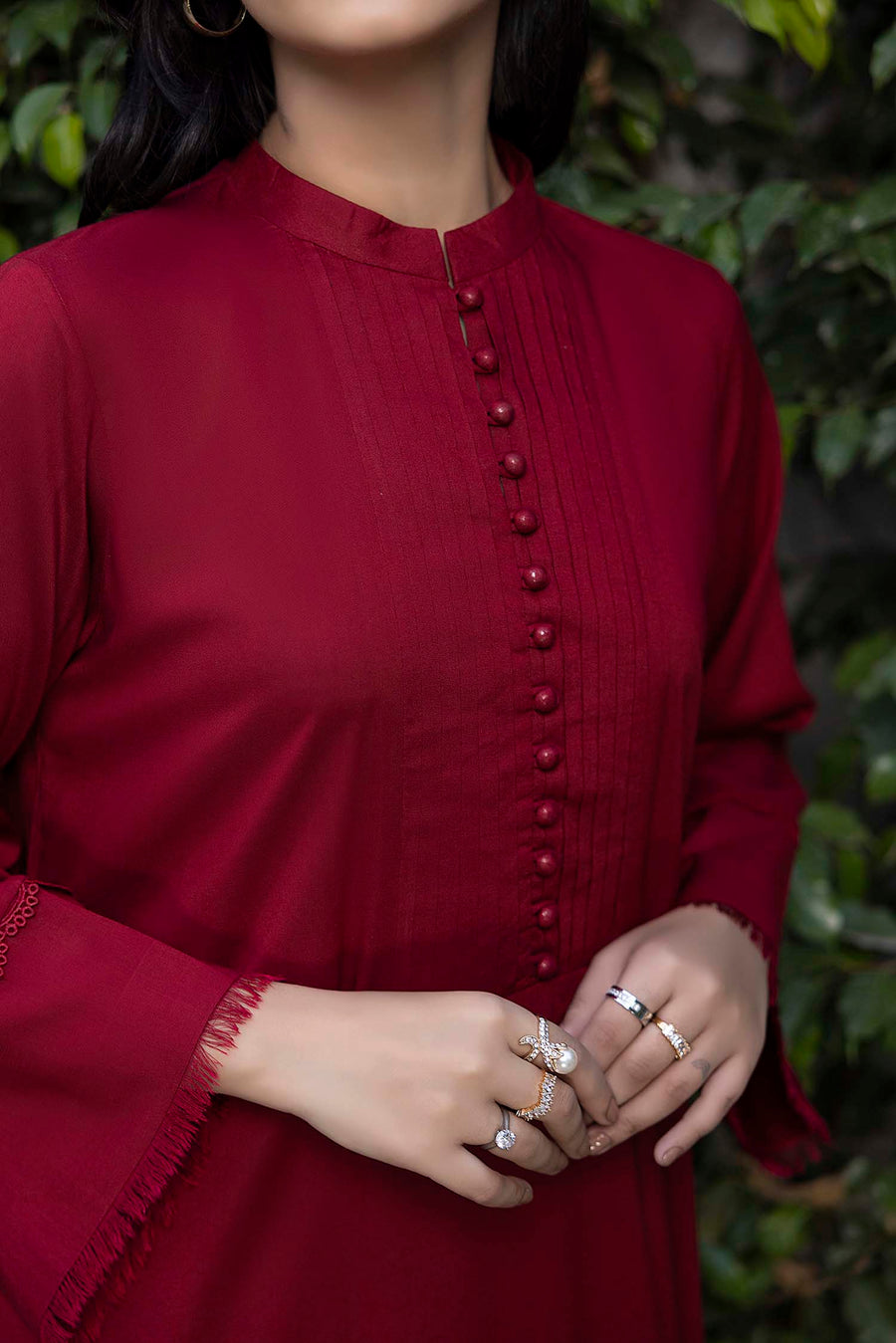 Nuriyaa Winter Pret Embroidered Linen 2 Piece Suit - Rosa