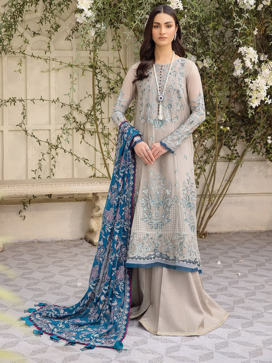 XENIA Formals Ishya Luxury Unstitched Embroidered Chiffon 3Pc 05-NEEL FIYA