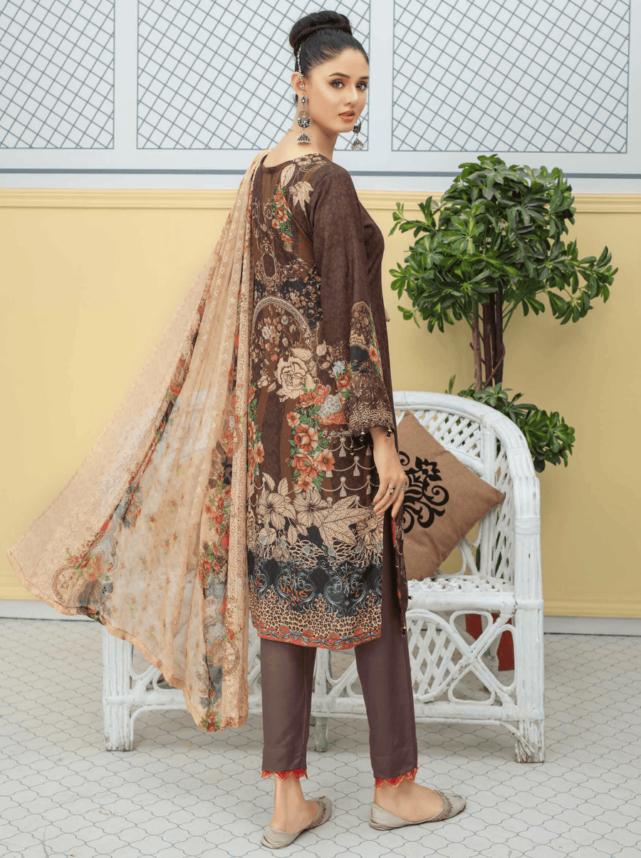 Fiza Noor Eshal Embroidered Karandi Unstitched 3Pc Suit D-05