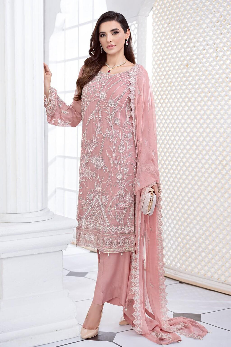 Meeral Ashna Luxury Chiffon Unstitched 3 Piece Suit 05- GHAZAL - FaisalFabrics.pk
