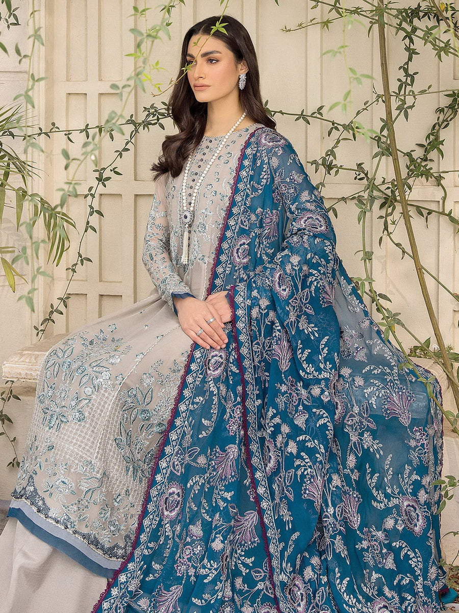 XENIA Formals Ishya Luxury Unstitched Embroidered Chiffon 3Pc 05-NEEL FIYA