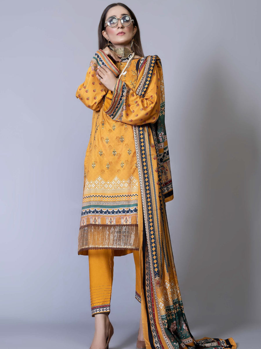 Florence Vol 04 Embroidered Staple Linen Unstitched 3Pc Suit D-05