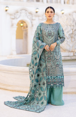 Zimal by Emaan Adeel Embroidered Chiffon Unstitched 3Pc Suit ZM 10 Rangreza