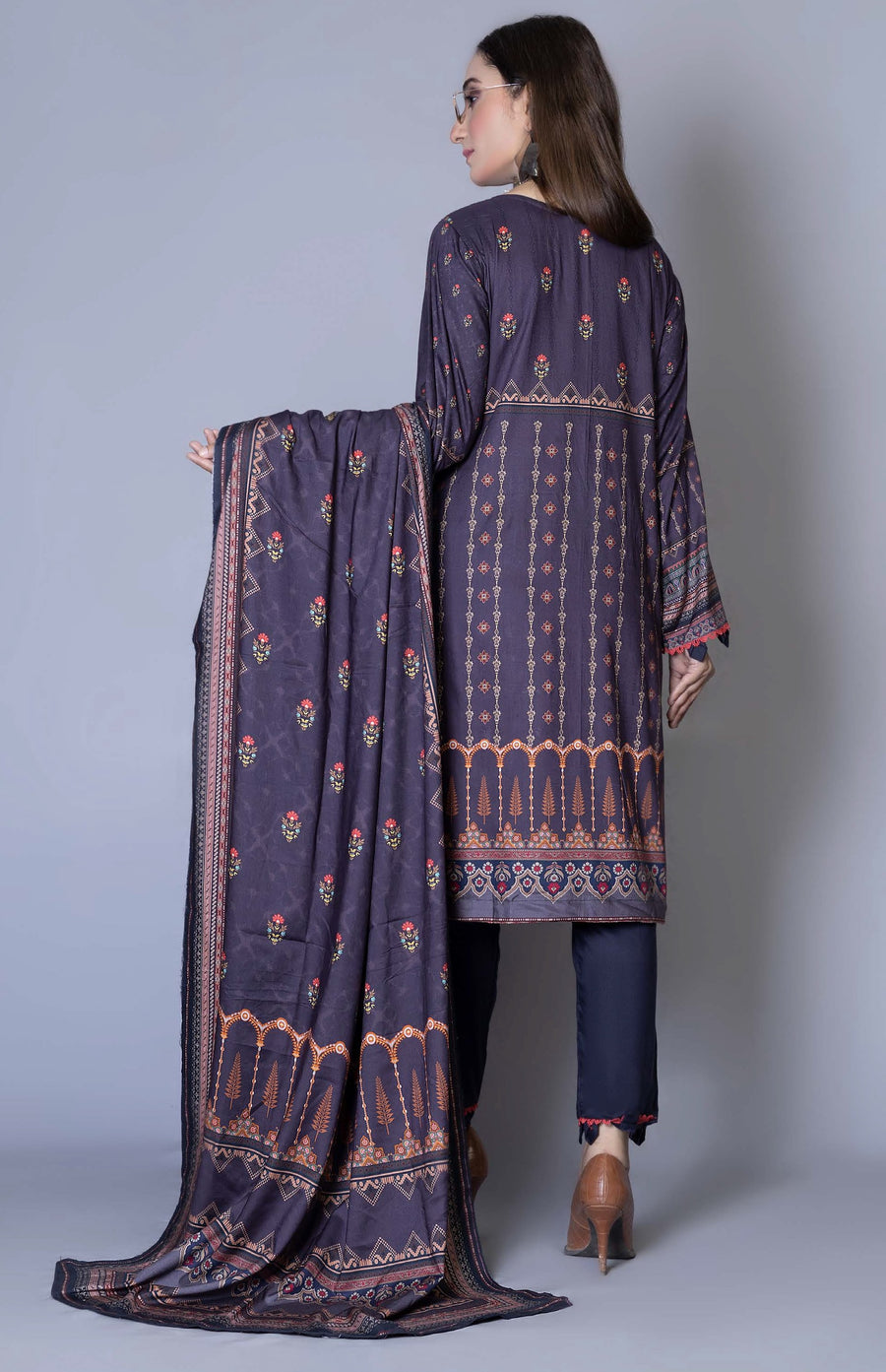 Florence Vol 04 Embroidered Staple Linen Unstitched 3Pc Suit D-06