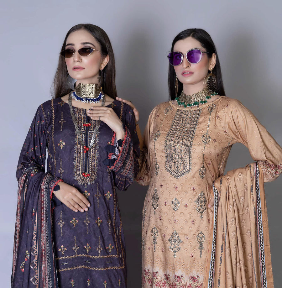 Florence Vol 04 Embroidered Staple Linen Unstitched 3Pc Suit D-06
