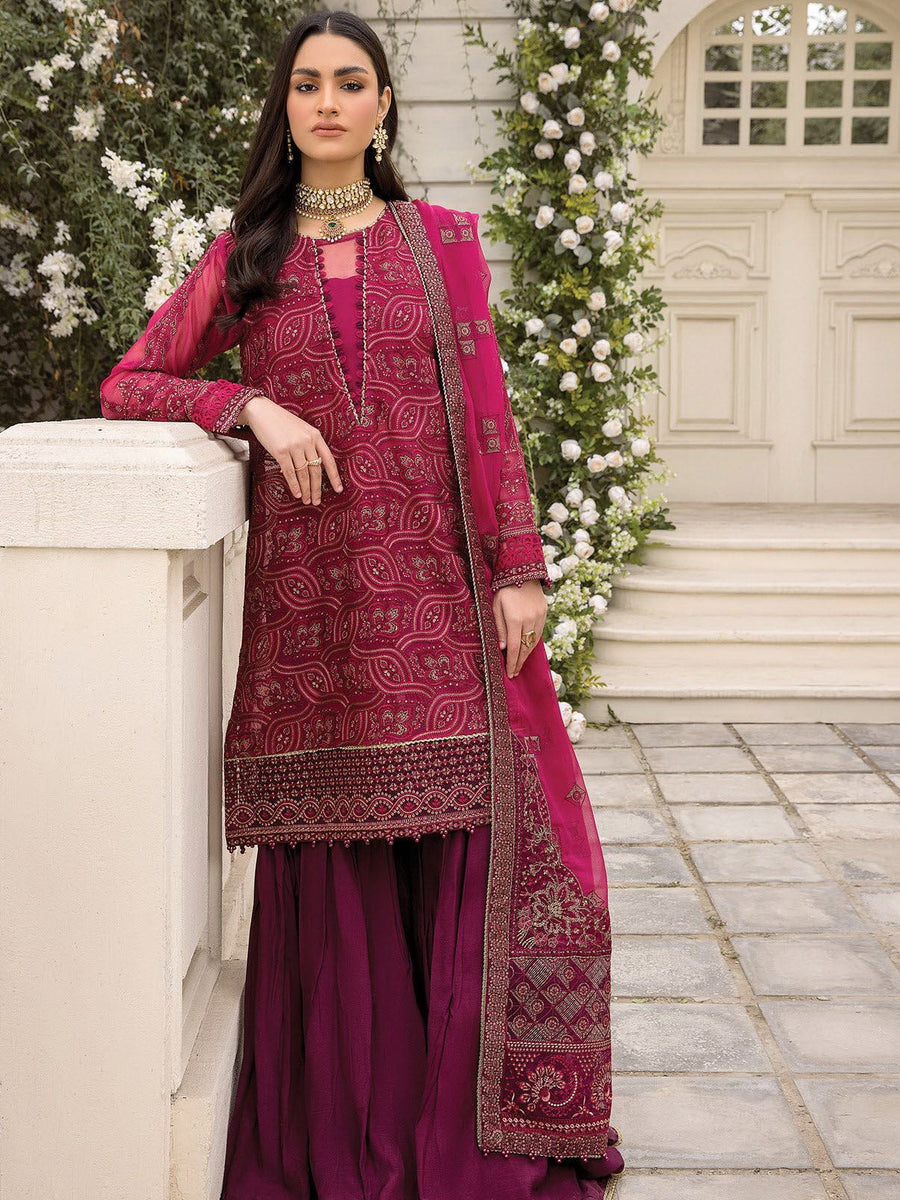 XENIA Formals Ishya Luxury Unstitched Embroidered Chiffon 3Pc 07-FABEHA