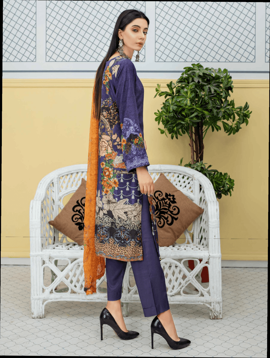 Fiza Noor Eshal Embroidered Karandi Unstitched 3Pc Suit D-07