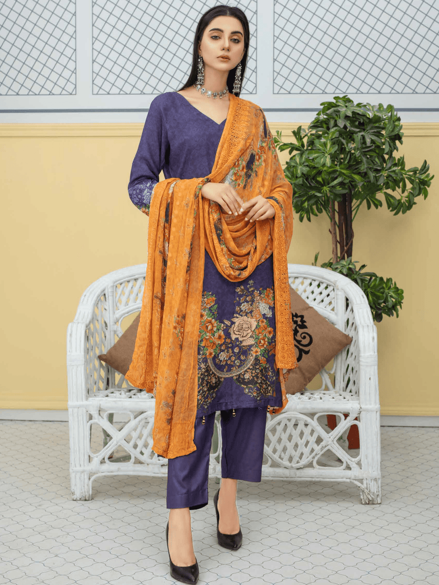Fiza Noor Eshal Embroidered Karandi Unstitched 3Pc Suit D-07