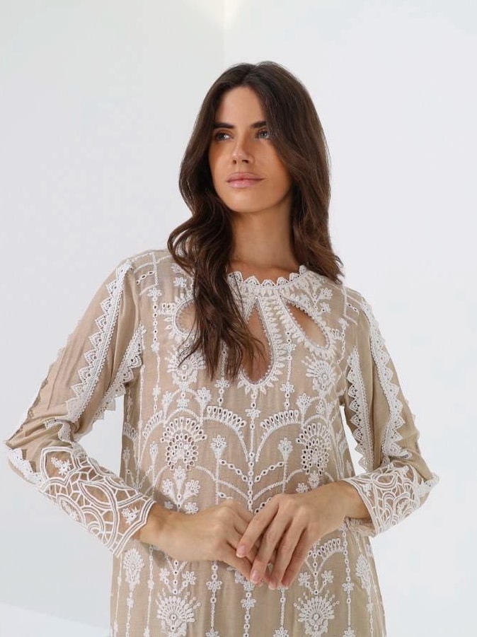 LYLA Unstitched Luxury Embroidered Cotton Net 3Pc Suit D-07