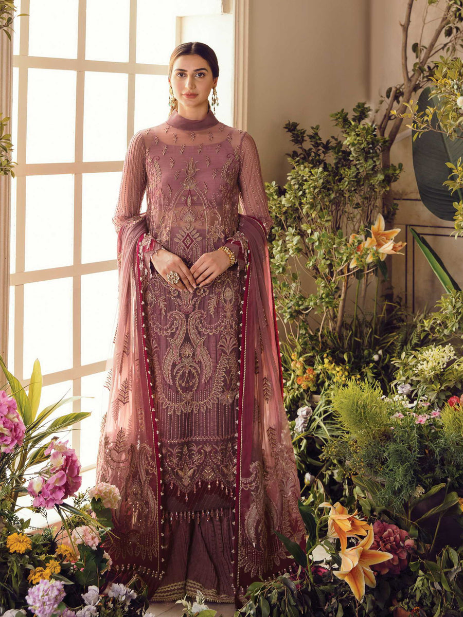 Afrozeh La Fuchsia Wedding Edit'22 Unstitched 3pc Suit D-07 VALENTINA