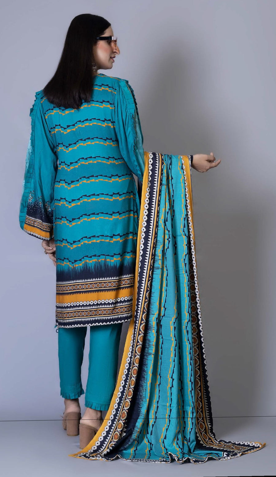 Florence Vol 05 Embroidered Staple Linen Unstitched 3Pc Suit D-08