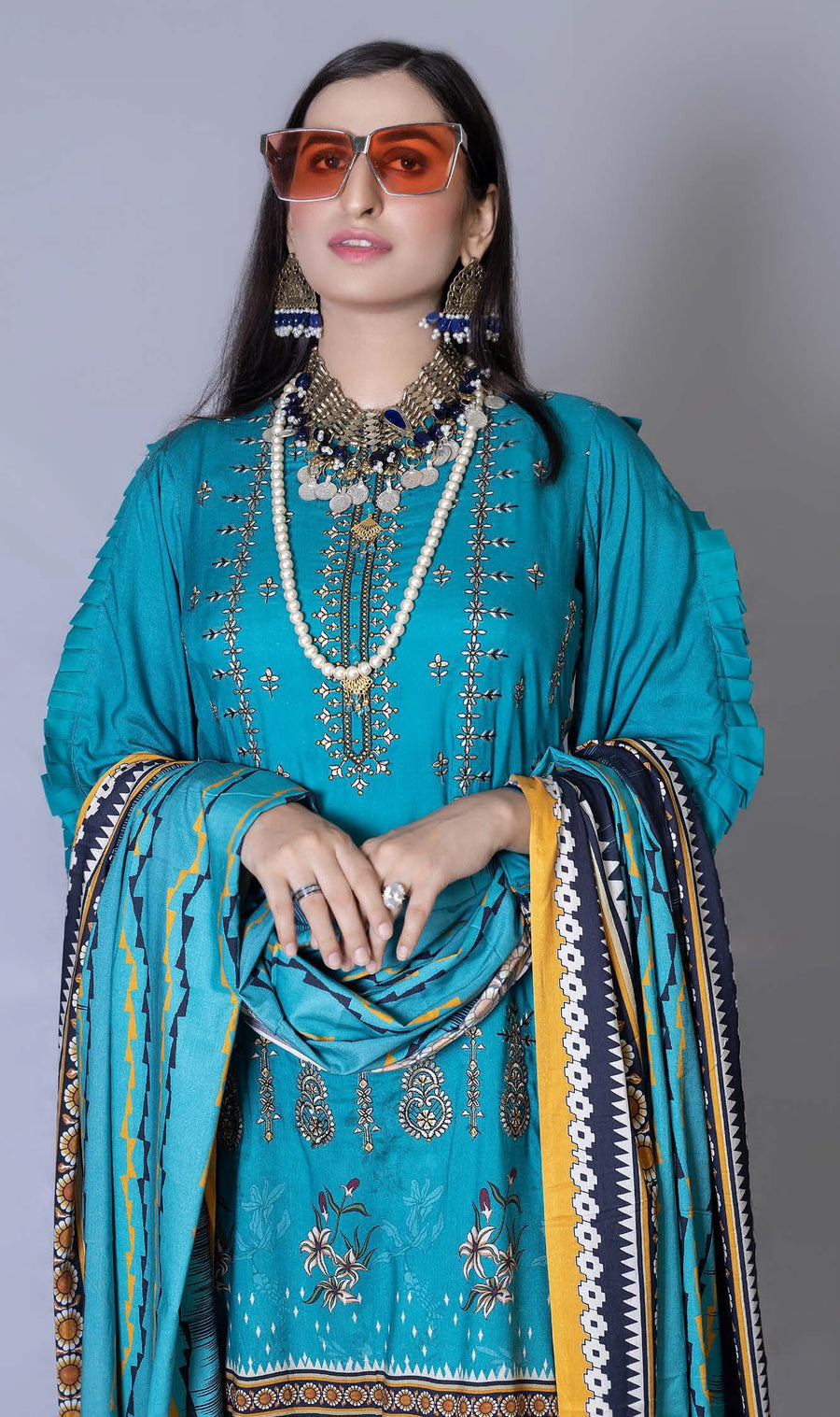 Florence Vol 05 Embroidered Staple Linen Unstitched 3Pc Suit D-08