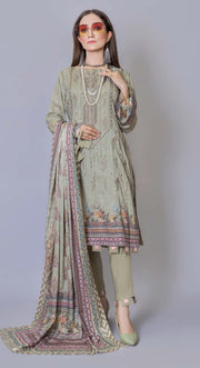 Florence Vol 04 Embroidered Staple Linen Unstitched 3Pc Suit D-09