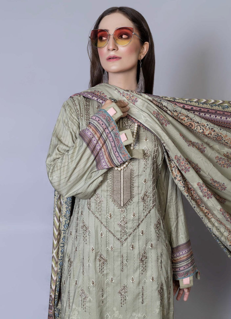 Florence Vol 04 Embroidered Staple Linen Unstitched 3Pc Suit D-09
