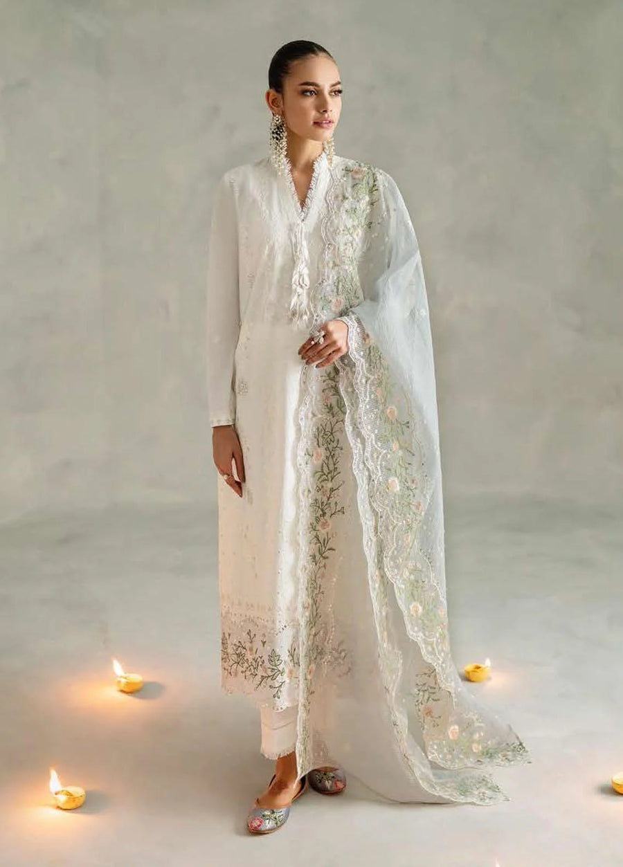 Cross Stitch Embroidered Lawn Unstitched 3Pc Suit D-09 Blue Fog