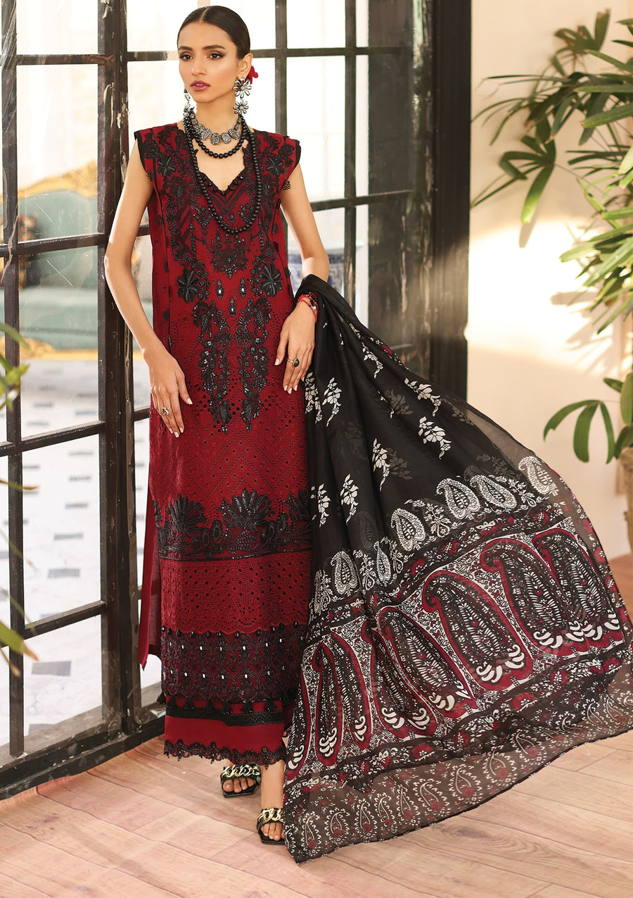 KAHF Premium Embroidered Luxury Lawn Unstitched 3Pc Suit KLC-06