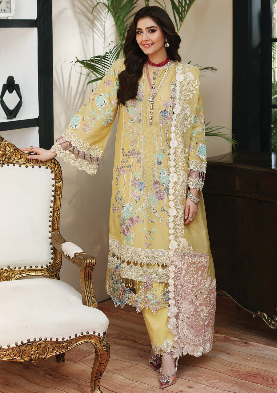 KAHF Premium Embroidered Luxury Lawn Unstitched 3Pc Suit KLC-02B