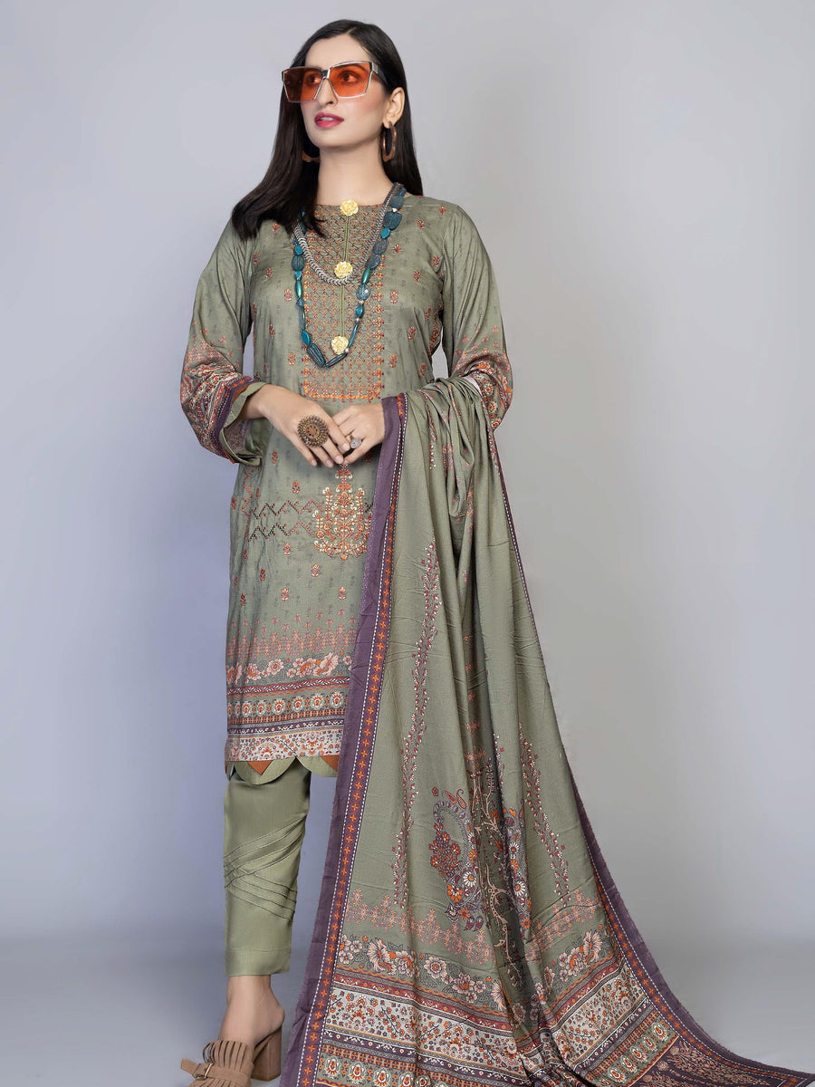 Florence Vol 05 Embroidered Staple Linen Unstitched 3Pc Suit D-10