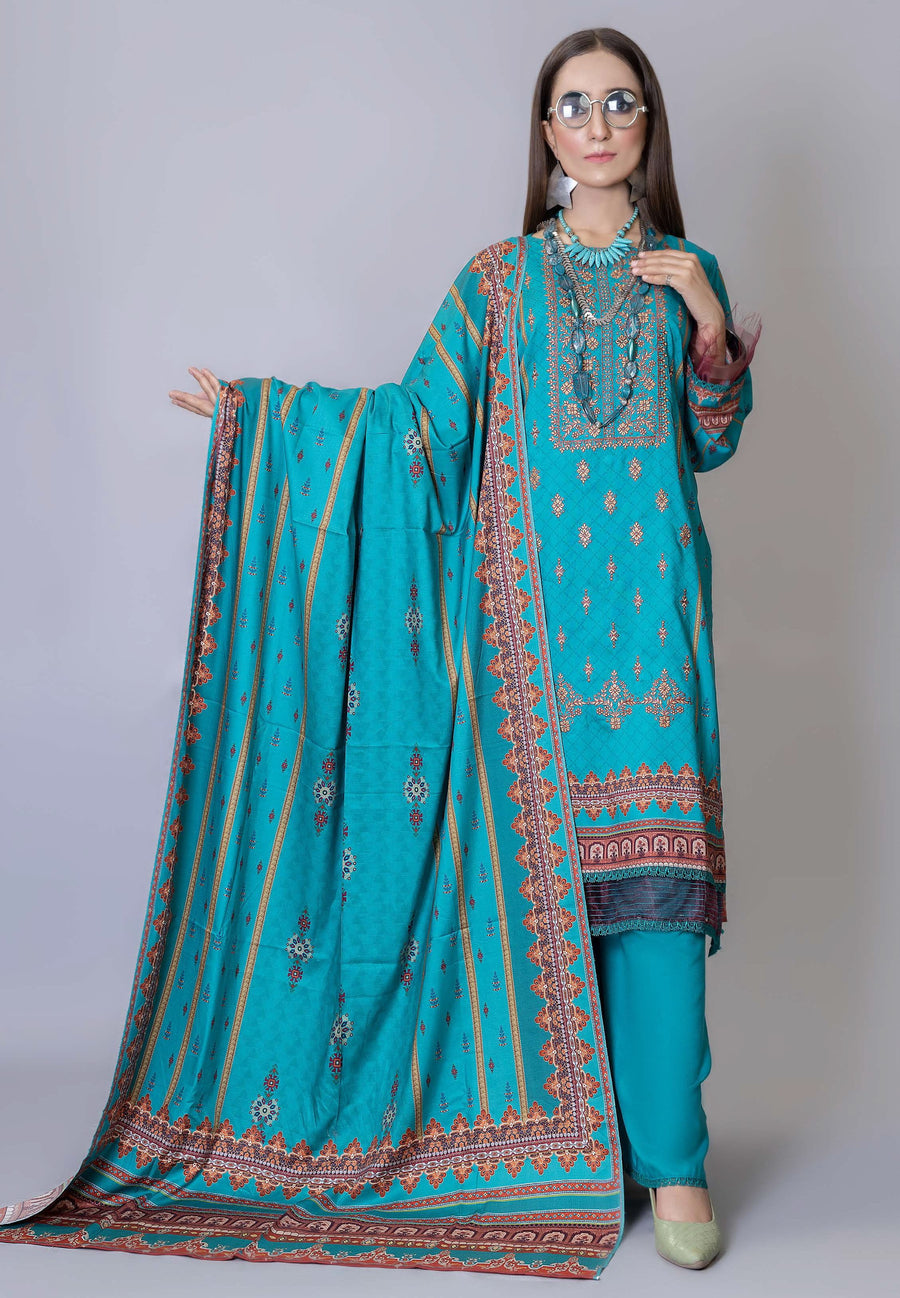 Florence Vol 04 Embroidered Staple Linen Unstitched 3Pc Suit D-10