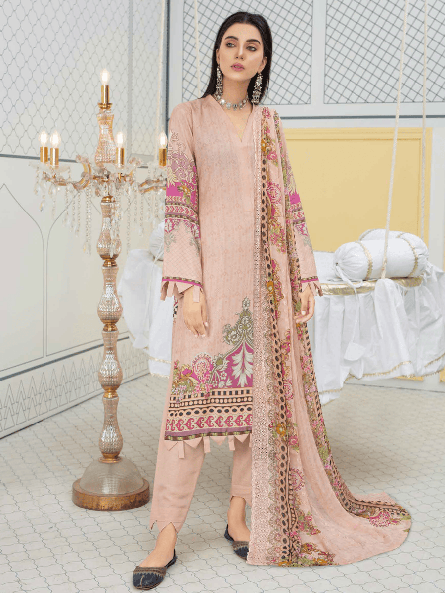 Fiza Noor Eshal Embroidered Karandi Unstitched 3Pc Suit D-10