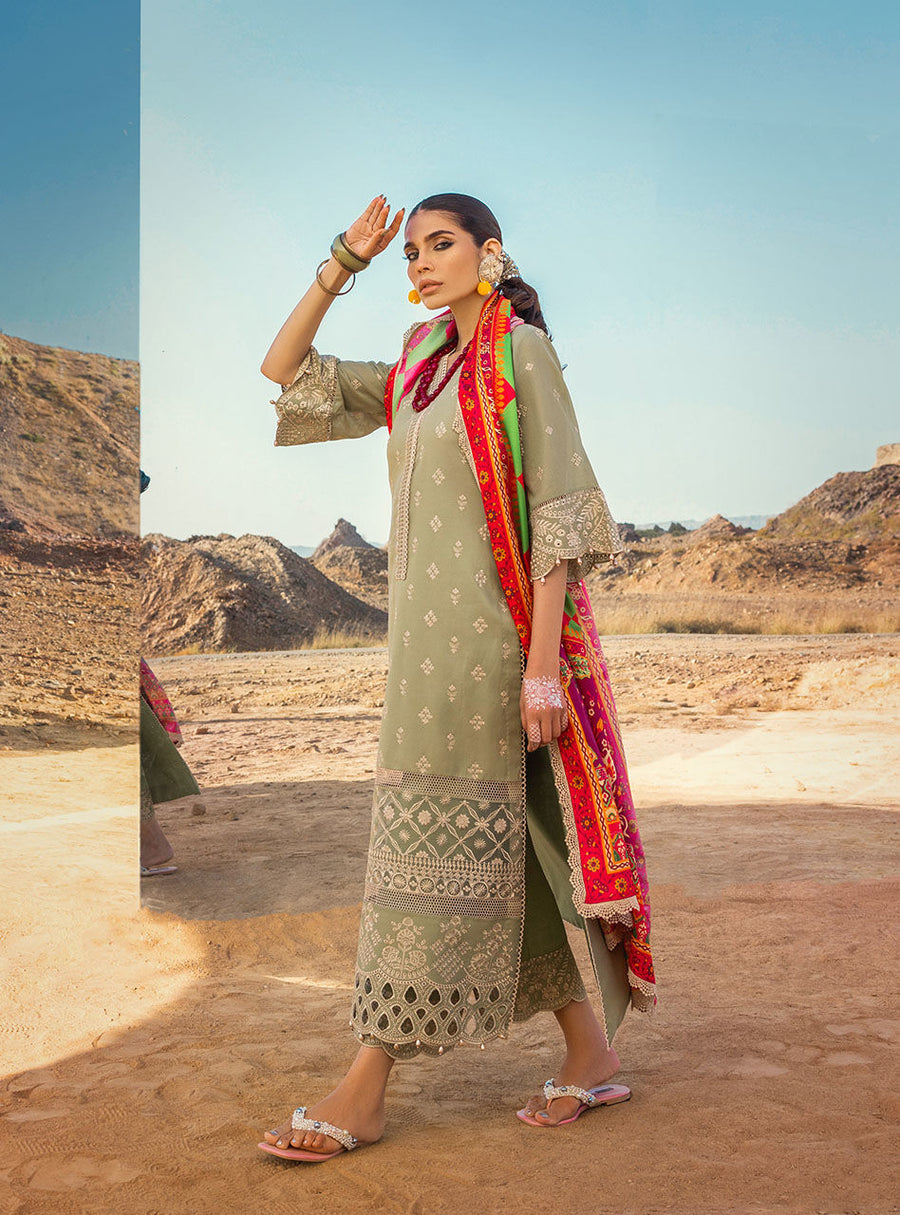 Zainab Chottani Embroidered Chikankari Lawn Unstitched 3Pc Suit ZC-10B
