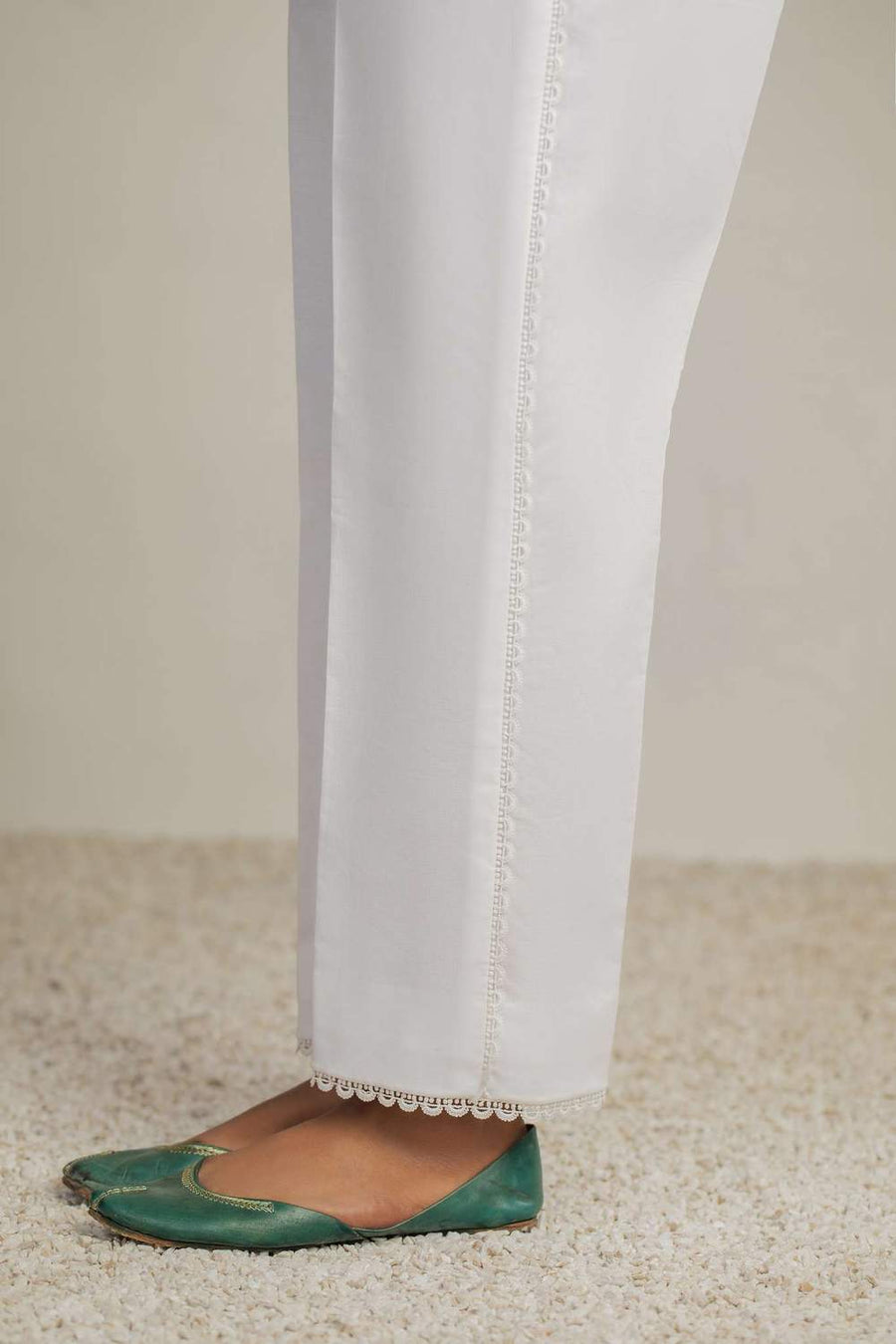 Nuriyaa Cambric Pret Trousers - LACED PANTS - FaisalFabrics.pk