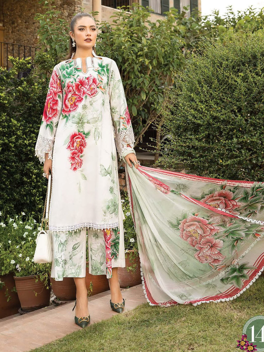 Maria.B M.Prints Lawn Unstitched Embroidered 3 Piece Suit MPT-1714-A