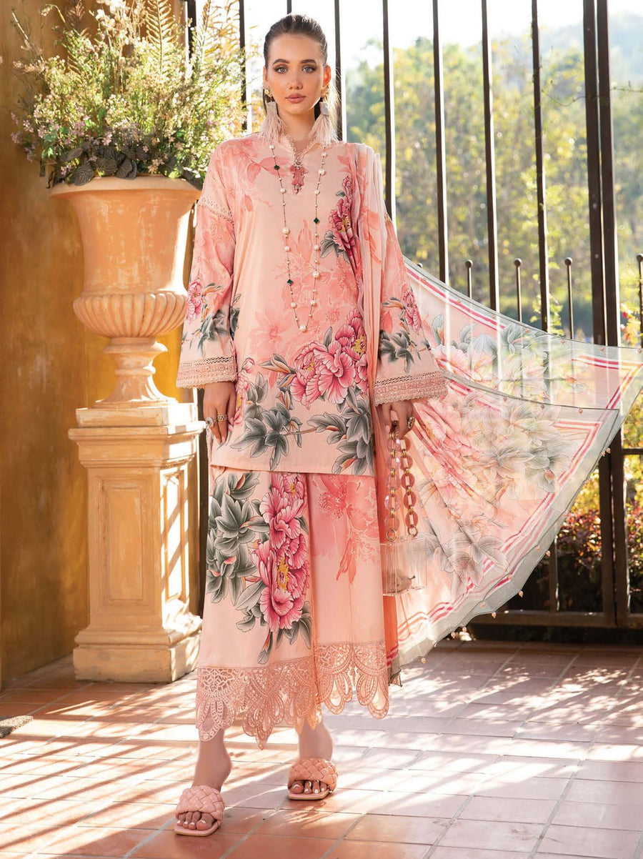 Maria.B M.Prints Lawn Unstitched Embroidered 3 Piece Suit MPT-1714-B