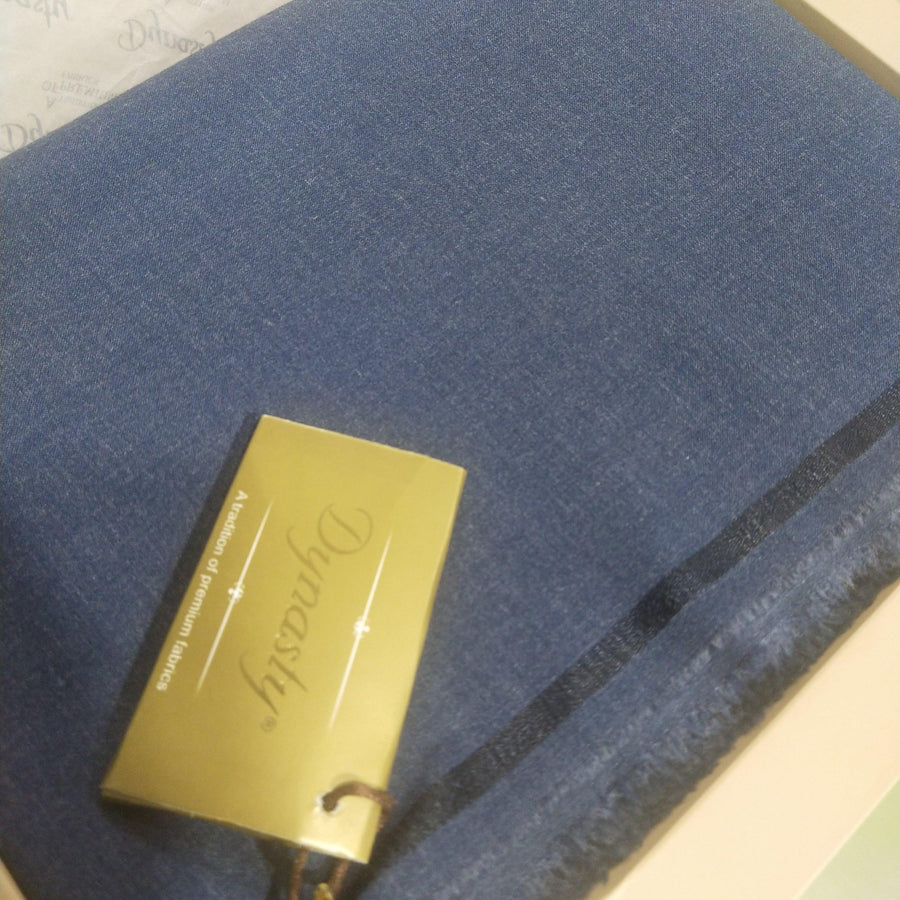 DYNASTY Vicona Metalic Blue Wash & Wear Men's Unstitched suit for Winter - FaisalFabrics.pk