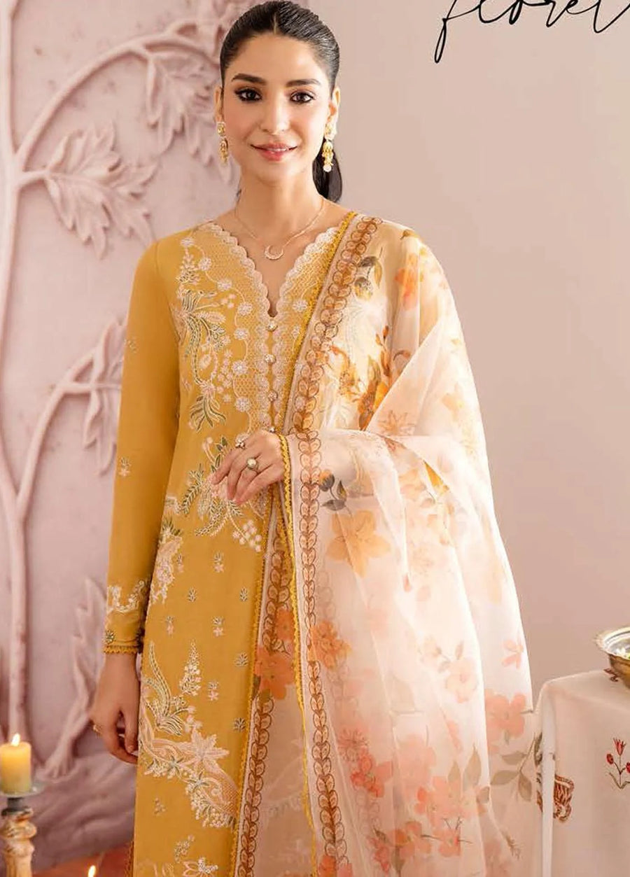 Cross Stitch Embroidered Lawn Unstitched 3Pc Suit D-16 Vigour Floret