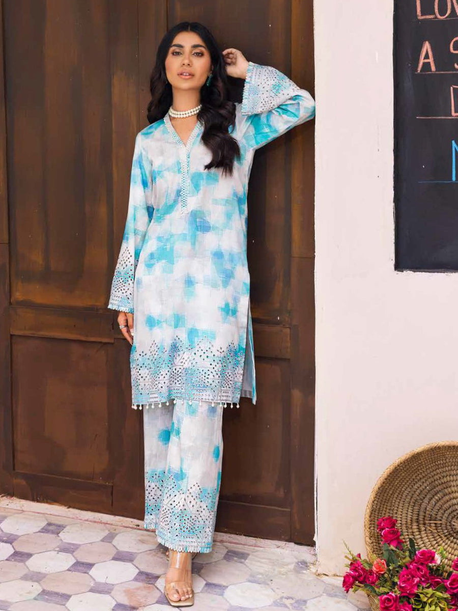 NUREH Ballerina Unstitched Chickenkari Lawn 2Pc Suit NU2-44