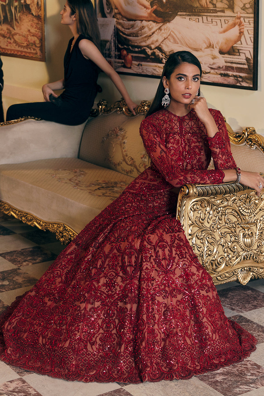 Reign Luxury Embroidered Net Ready to Wear 3Pc Suit - Ajax
